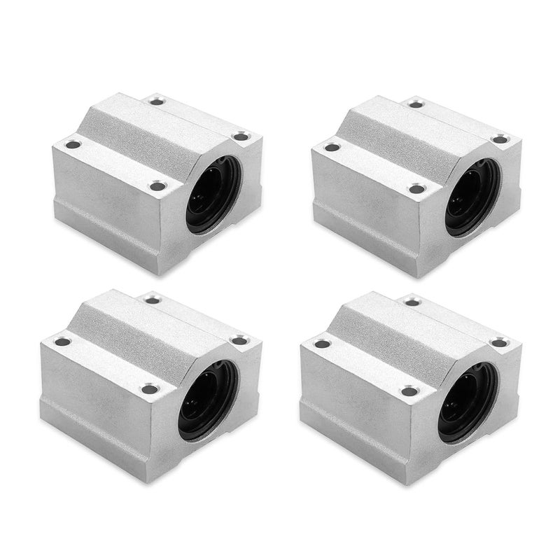 DEEPDREAM 4Pcs SC16UU Linear Motion Ball Bearing Slide Block ID 16mm Aluminum Bushing Linear Rail Support Guide Shaft Bearing for Printer Parts 4 Pack - Image 1